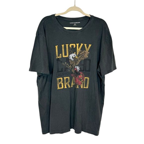 Lucky Brand Men’s XXL T Shirt Graphic Tee 2XL Gray Cotton Short Sleeve - Picture 1 of 9